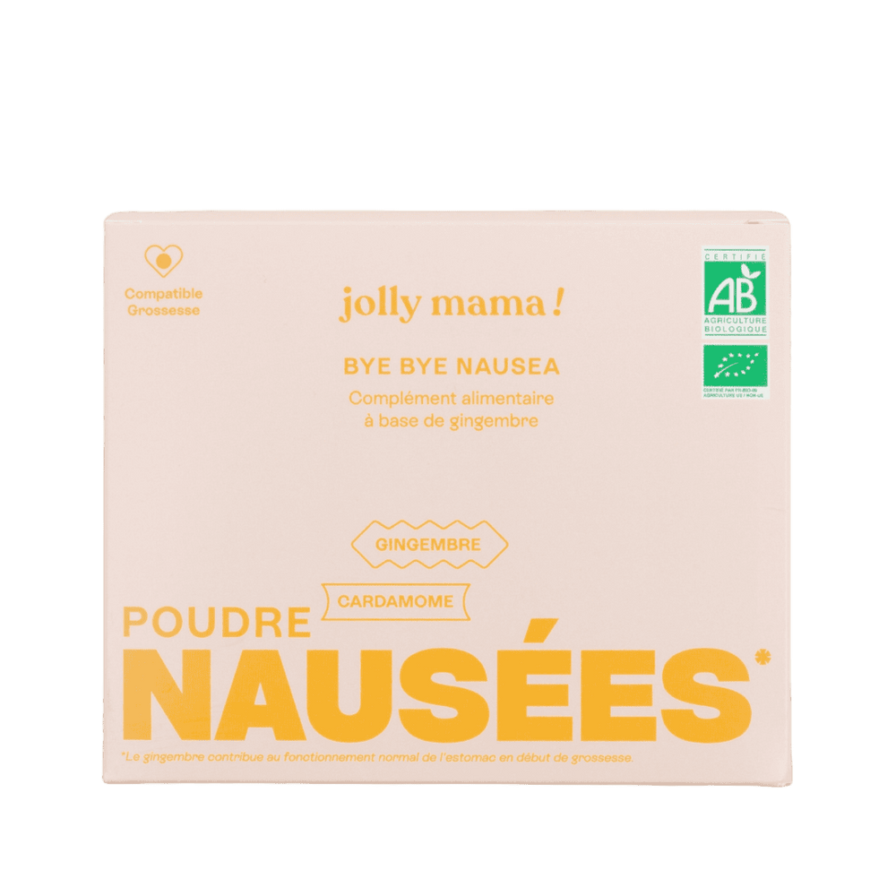 Jolly Mama - complément 100 % bio conçu pour soulager naturellement les nausées et vomissements liés à la grossesse