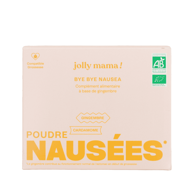 Jolly Mama - complément 100 % bio conçu pour soulager naturellement les nausées et vomissements liés à la grossesse