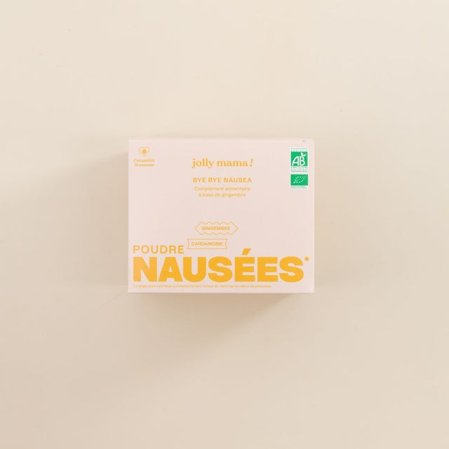 Jolly Mama - complément 100 % bio conçu pour soulager naturellement les nausées et vomissements liés à la grossesse