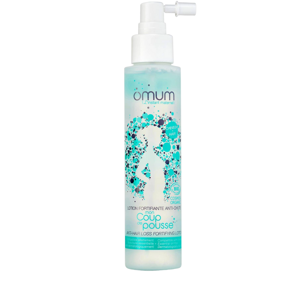 Une lotion anti chute cheveux pour stimuler la pousse, efficacité visible dès 45 jours. La chevelure retrouve force, vitalité et densité - Omum