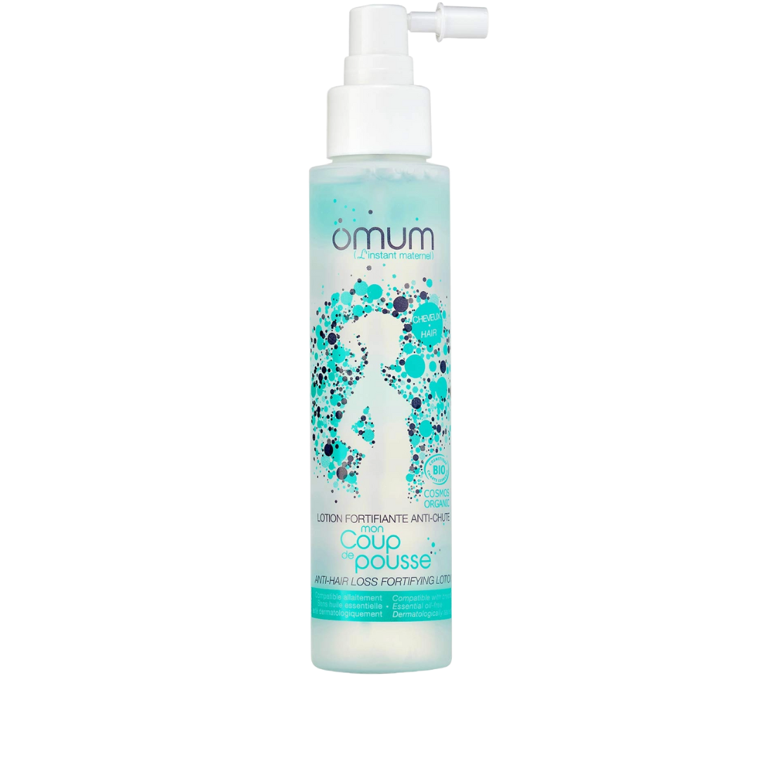 Une lotion anti chute cheveux pour stimuler la pousse, efficacité visible dès 45 jours. La chevelure retrouve force, vitalité et densité - Omum